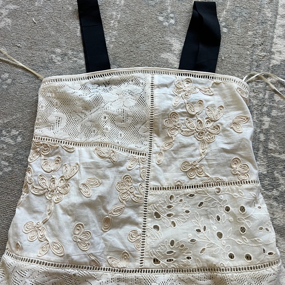 Zara embroidered patchwork sleeve top